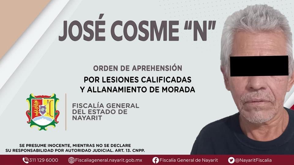 Orden de aprehensión a José Cosme "N"