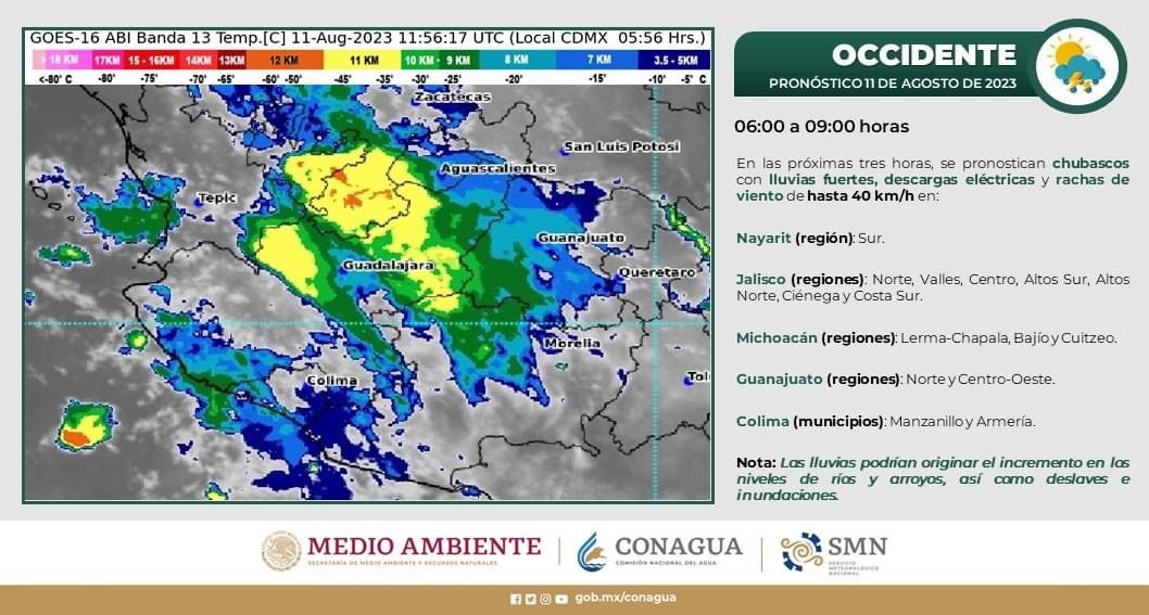Mapa meteorológico del Occidente del país