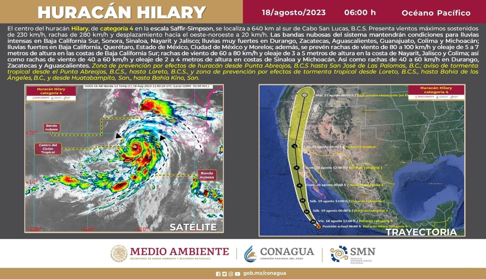 Comunicado sobre el huracán Hilary