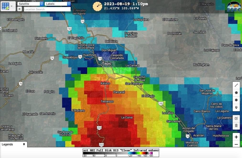 Mapa meteorologico de Tepic