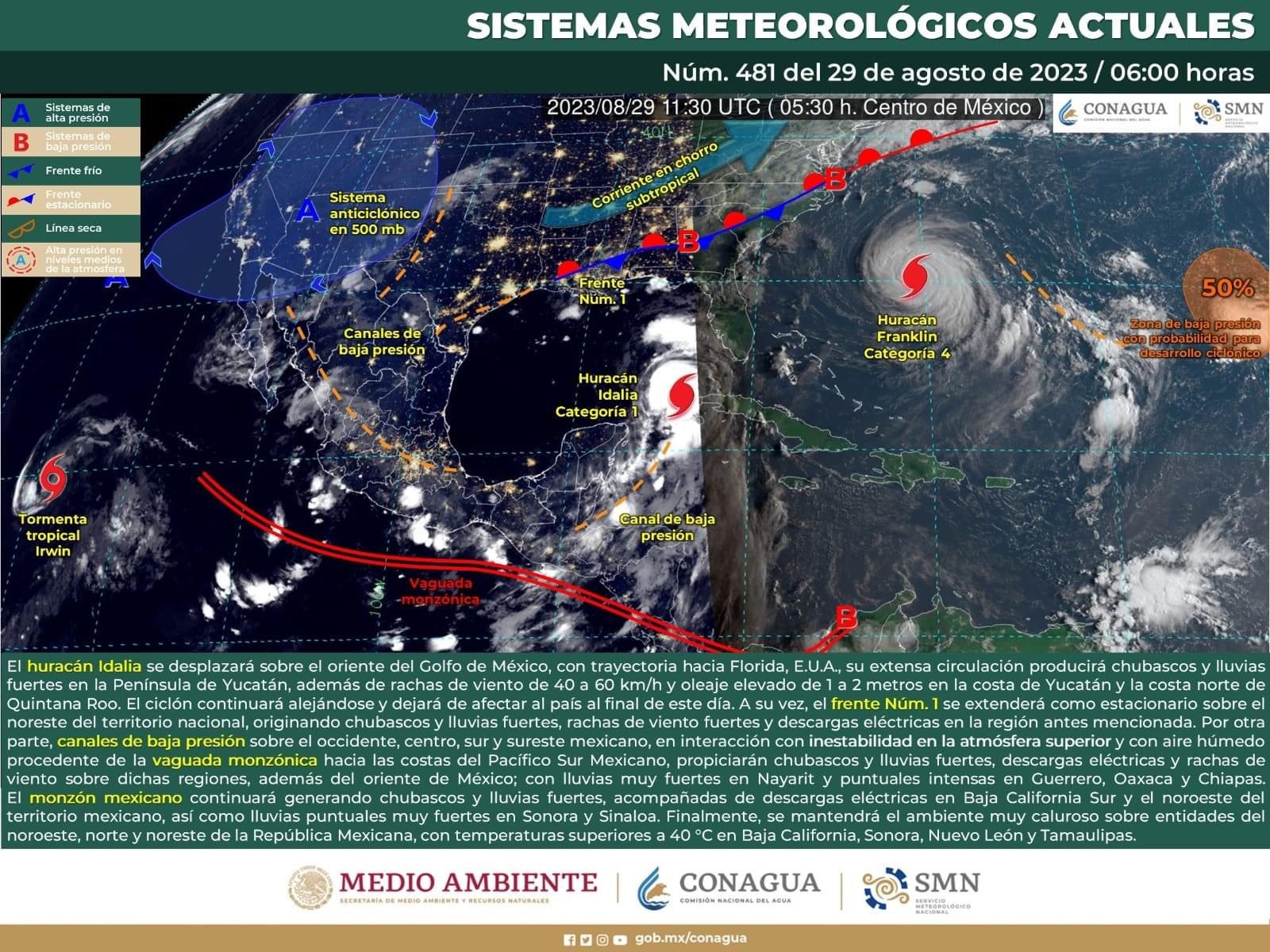 Sistema meteorologico del 29 de agosto del 2023