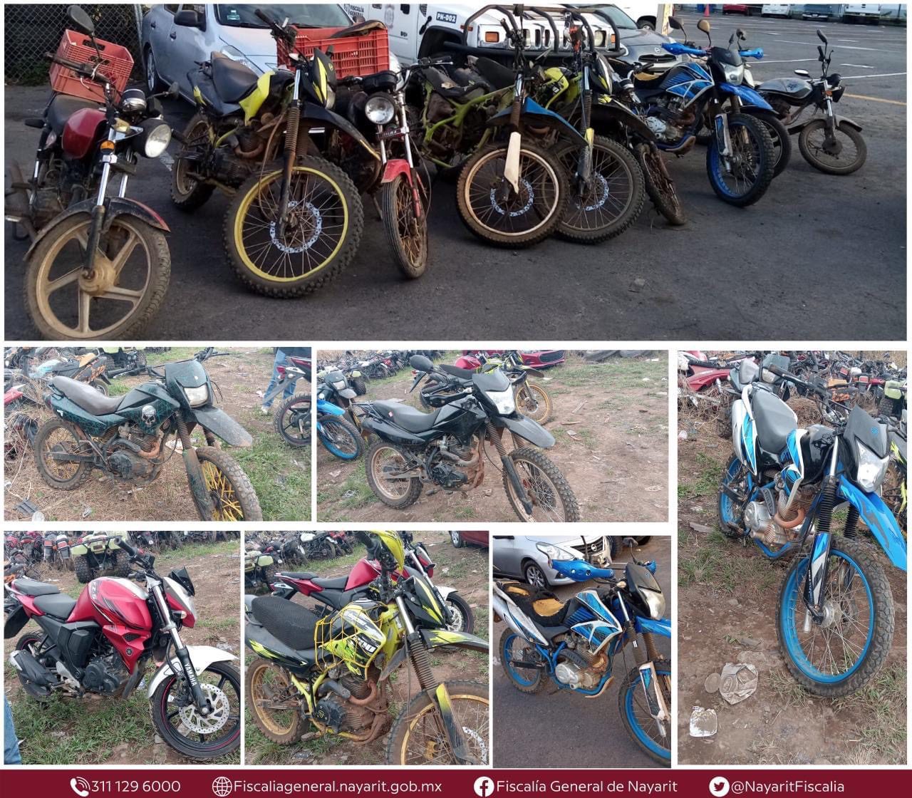 Fiscalía de nayarit recupera 19 motocicletas con reporte de robo