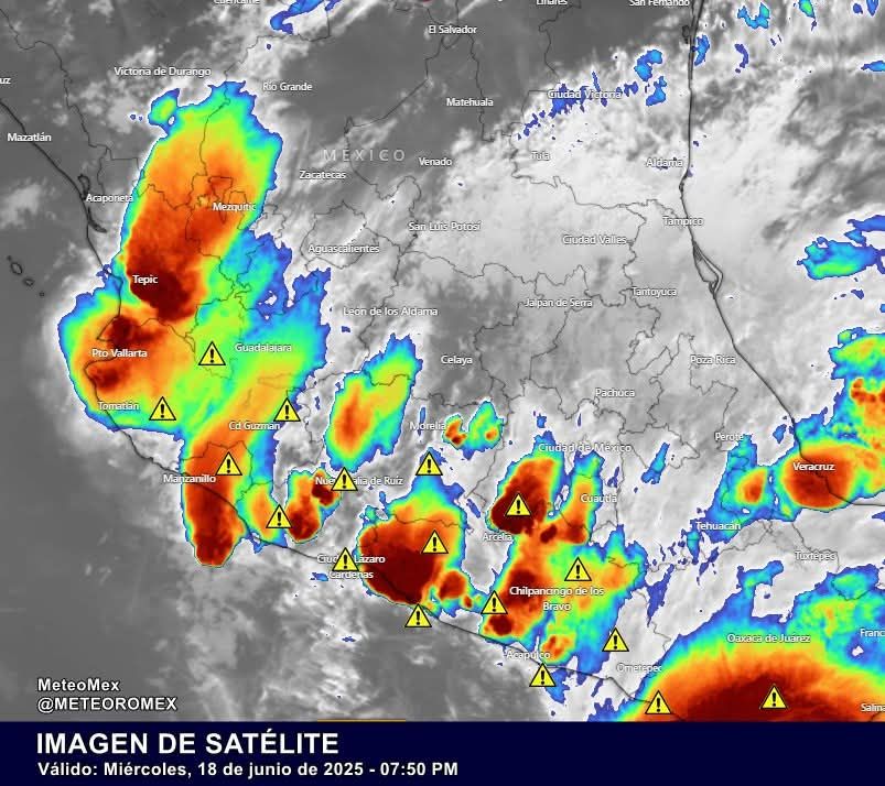 Tormentas intensas afectarán el occidente y sur de México
