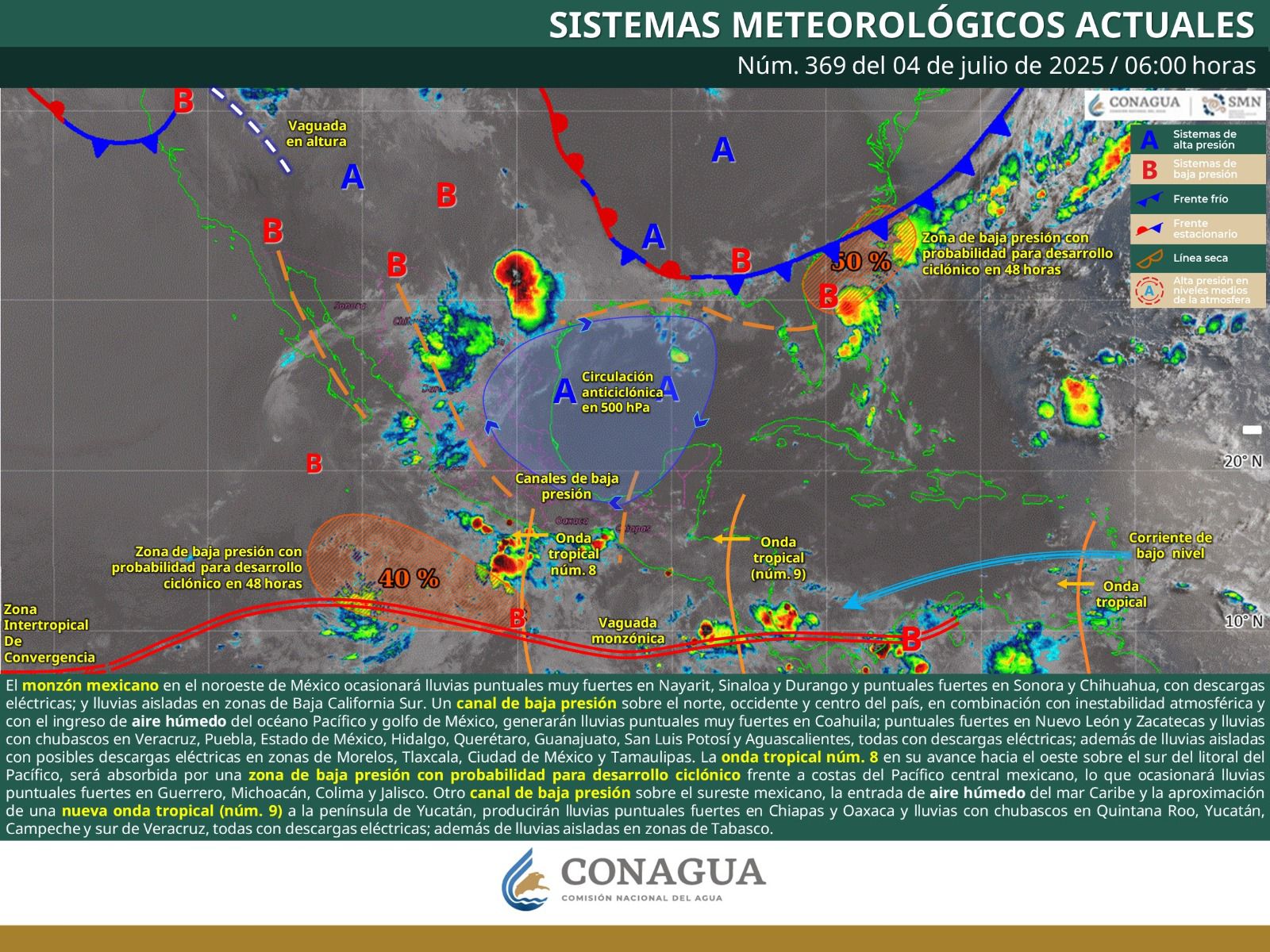 Pronóstico clima Nayarit: lluvias intensas y temperaturas extremas para este 4 de julio de 2025