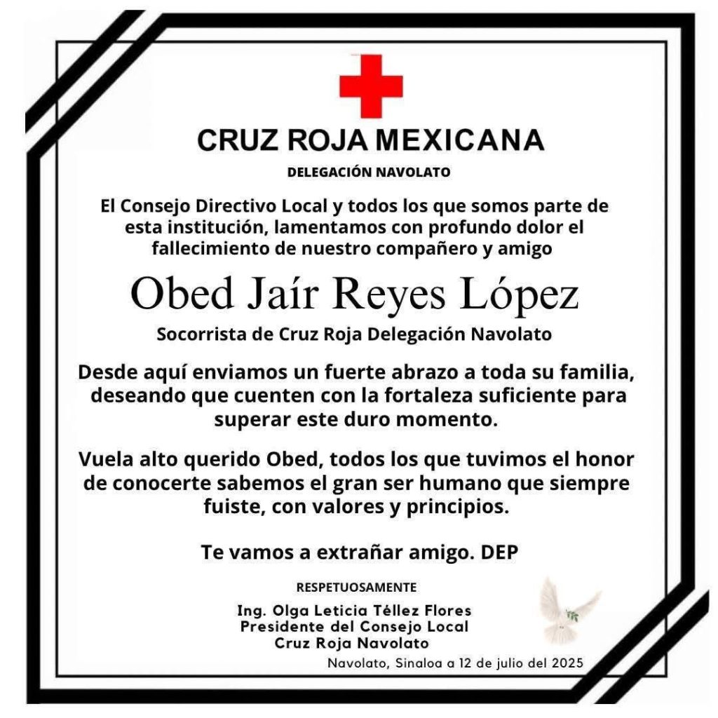 Indignación por el asesinato de un paramédico de Cruz Roja en Navolato