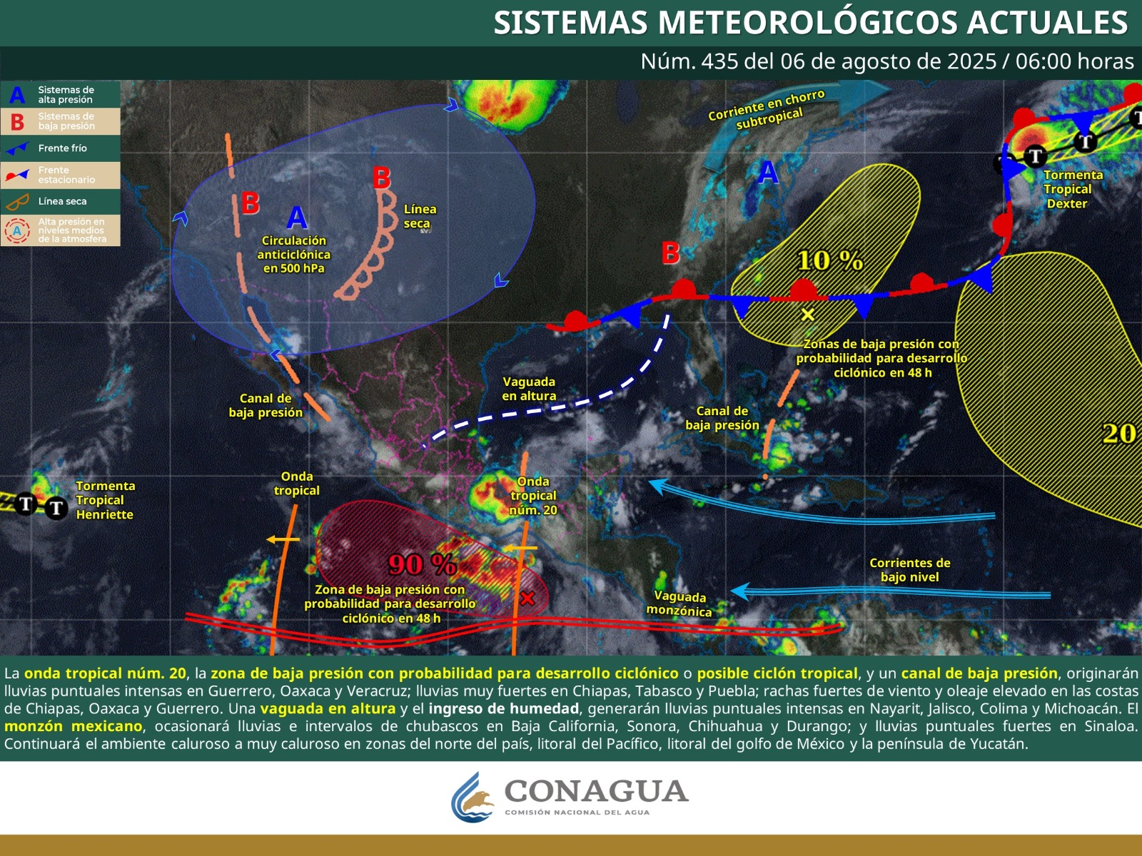 Pronóstico para hoy: lluvias intensas y calor extremo en el occidente de México