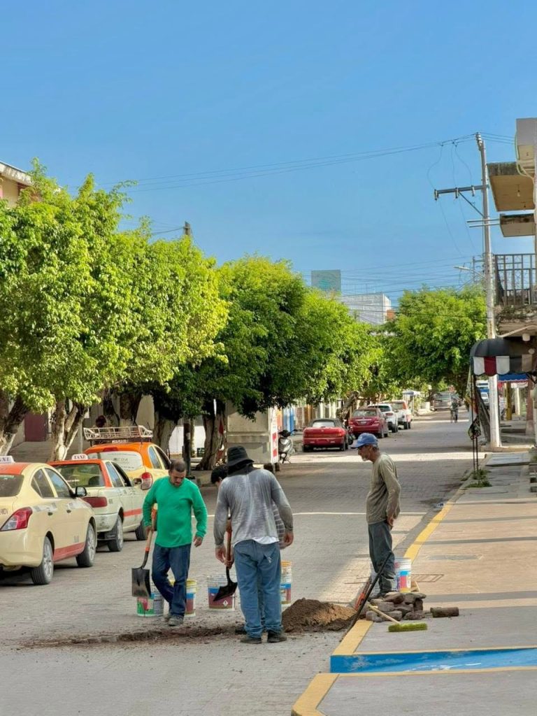 Gobierno de San Blas realiza trabajos de reparación en calle Sinaloa para mejorar la circulación