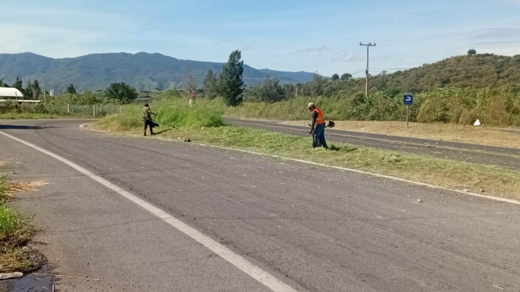 Jala realiza limpieza y retiro de maleza en el entronque a la autopista para mejorar la seguridad vial