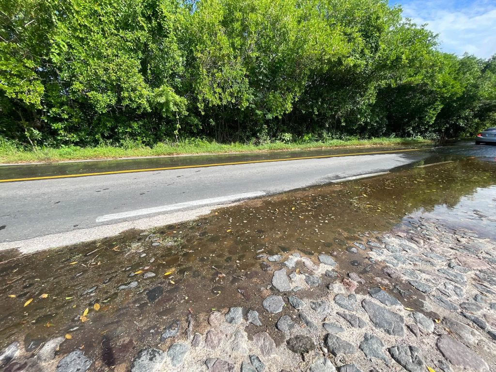 San Blas reporta marea alta y encharcamientos en la carretera hacia Matanchén