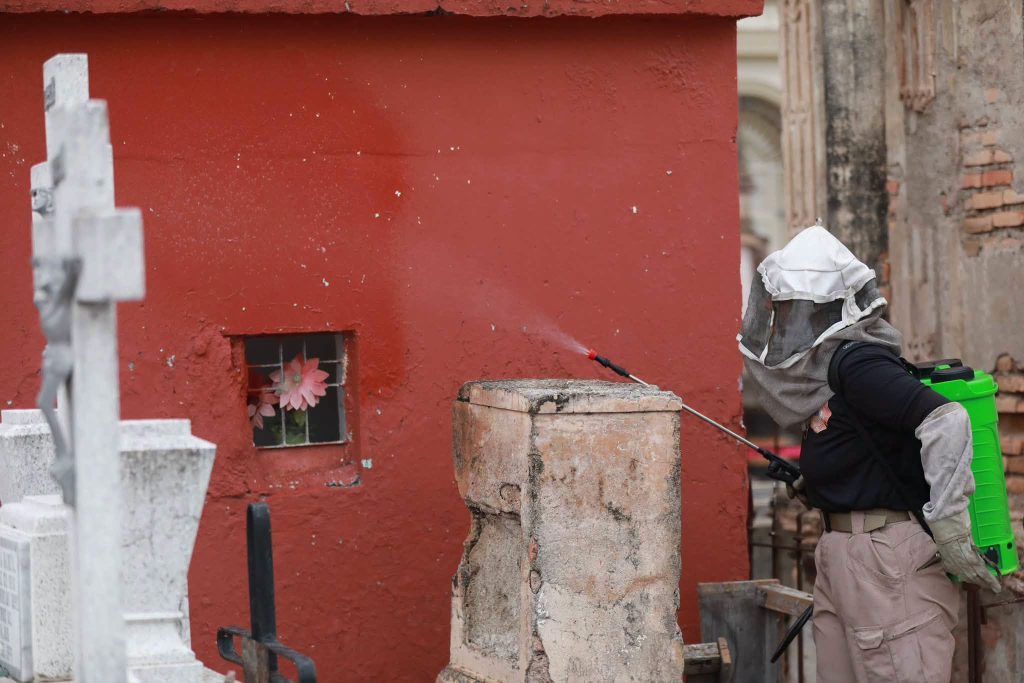 Protección Civil de Tepic coloca señalización preventiva en tumbas abiertas por el Día de Muertos